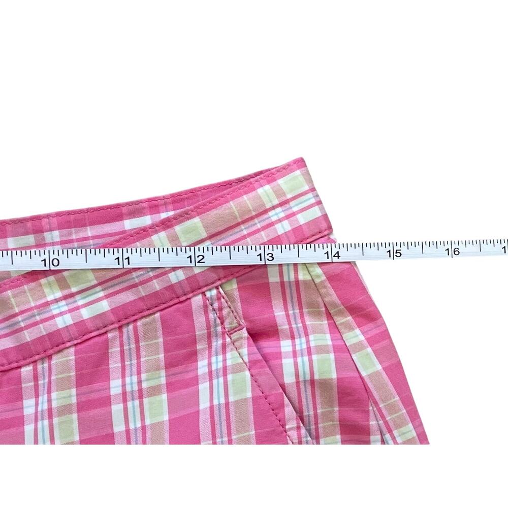 Lands' End Pink Plaid Cropped Chino Pants, High Rise, Lightweight, Cotton, 8 - Picture 11 of 13